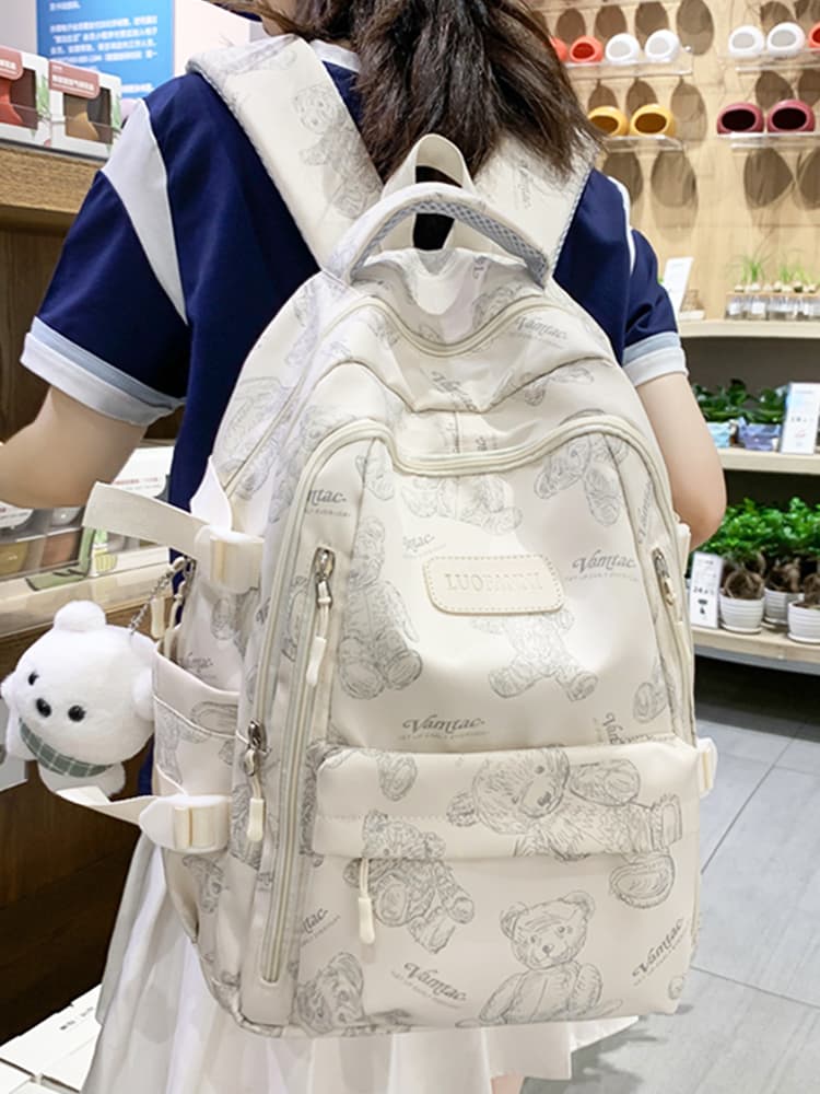 高校生 リュック くまさん模様の学生リュック