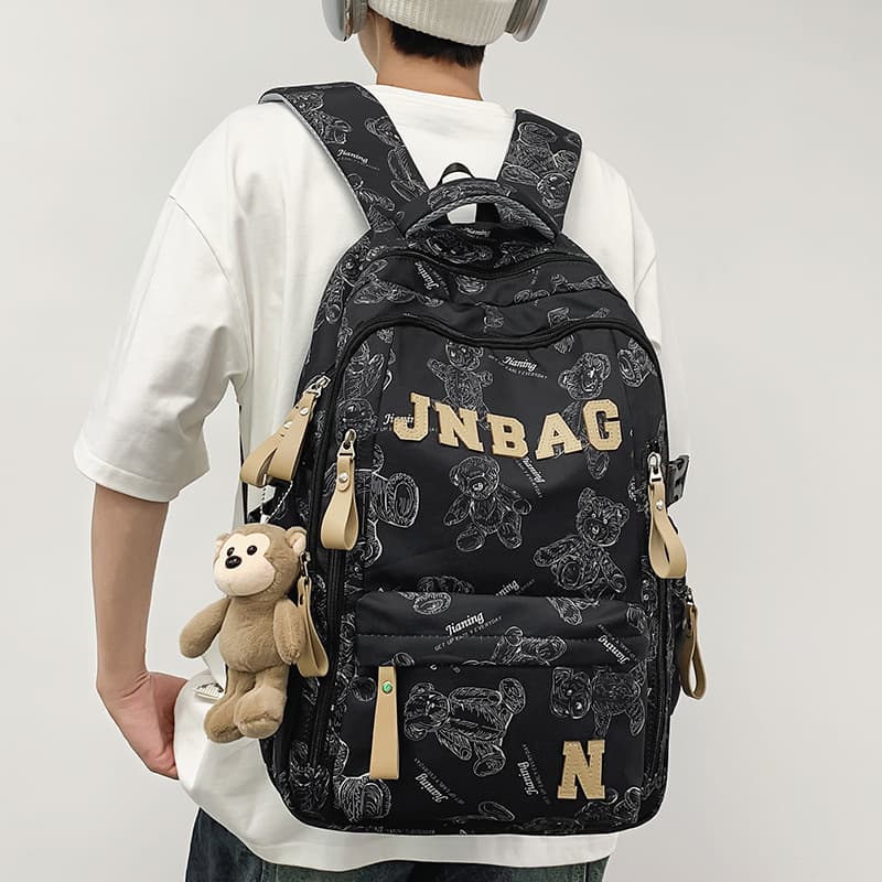 高校生 リュック くまちゃんぬいぐるみ付き学生リュック