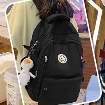 高校生 リュック 笑顔マーク付き学生向けマルチポケットリュック