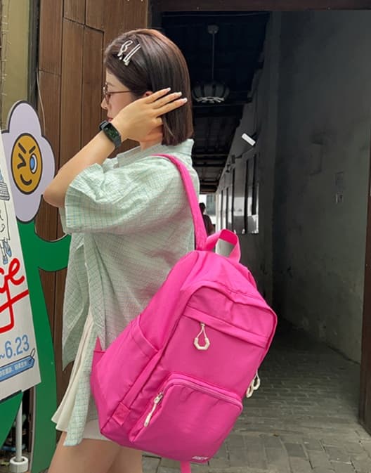 高校生リュック ピンク 多機能防水学生リュック 大容量収納バッグ