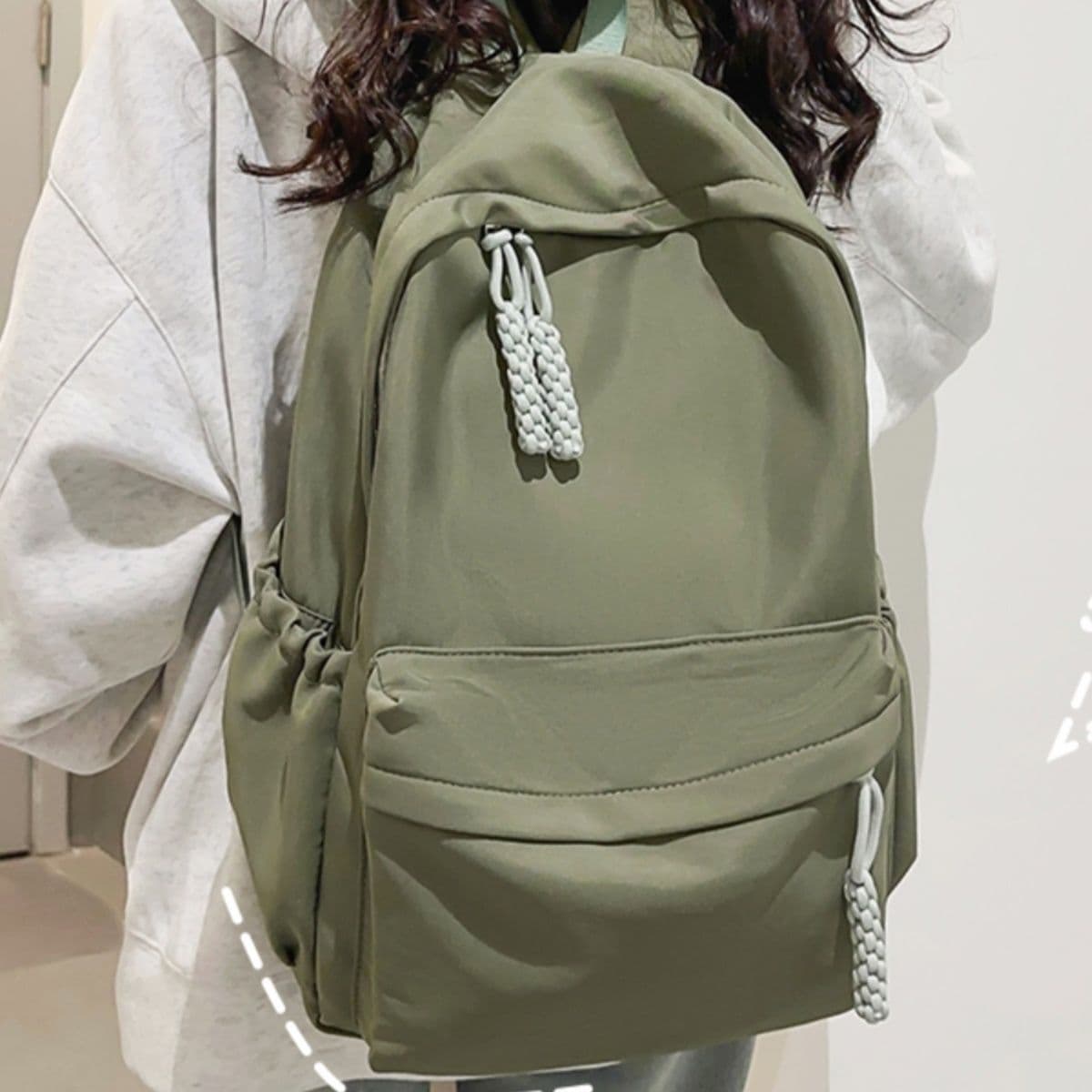 高校生 リュック シンプル編み紐装飾リュック