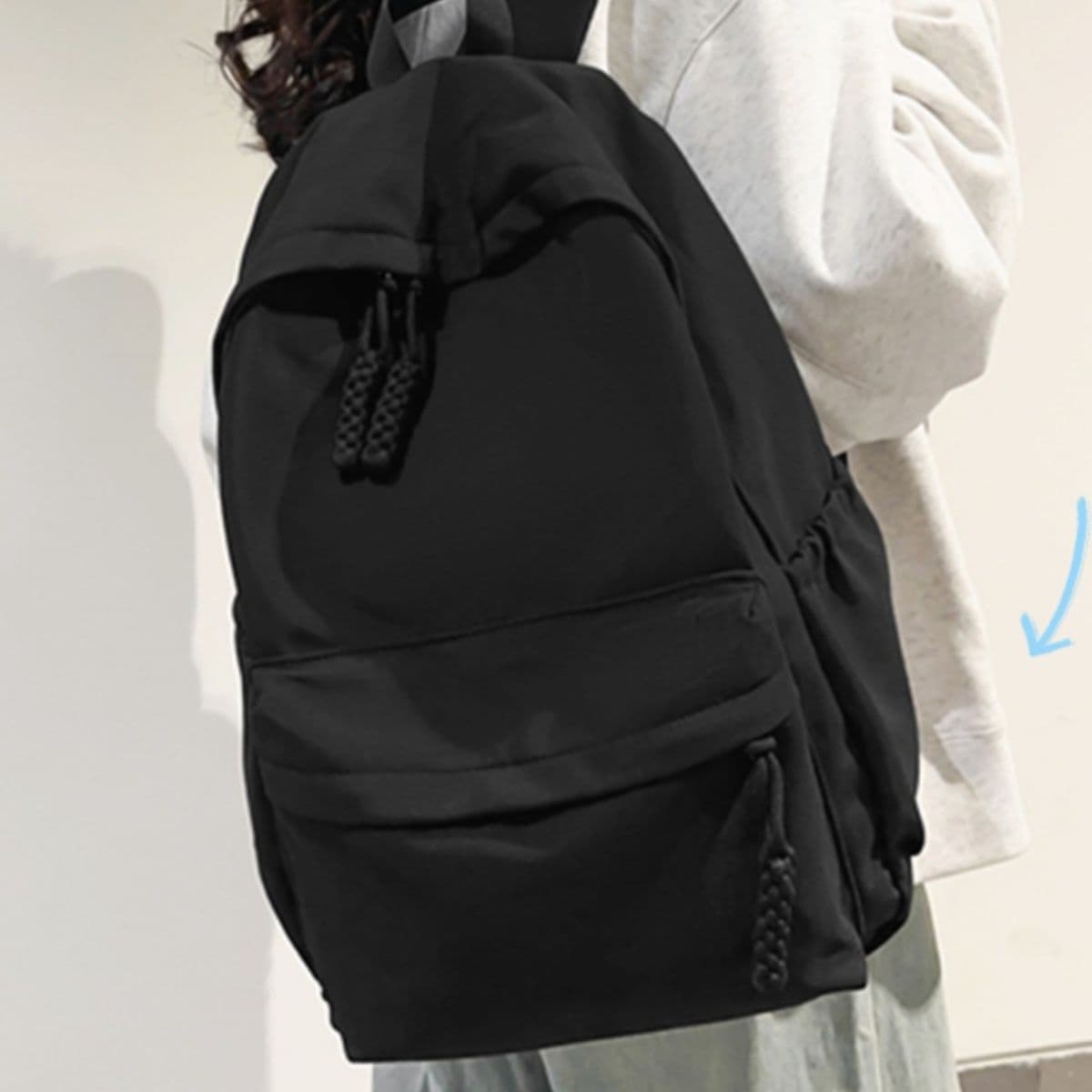 高校生 リュック シンプル編み紐装飾リュック
