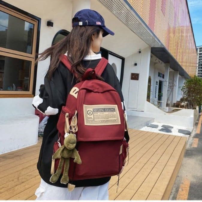 高校生 リュック レトロラベル 多機能通学バッグ
