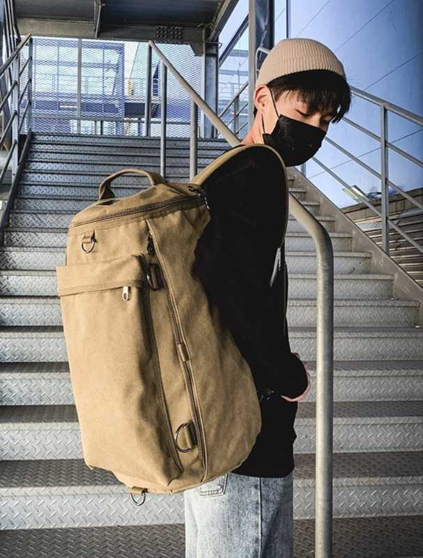 高校生リュック 旅行 多機能シリンダー型バックパック