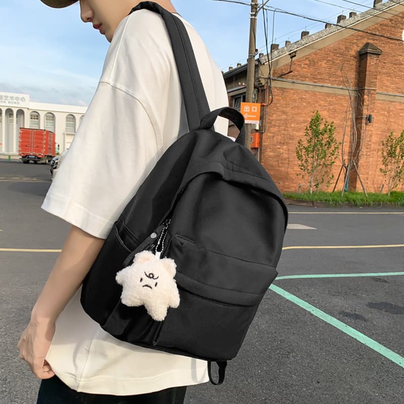 高校生 リュック シンプル学生バッグ ふわふわ星チャーム付き