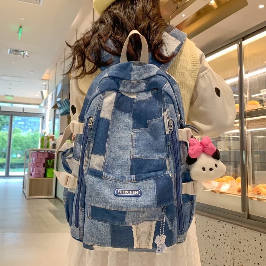 高校生 リュック パッチワーク風学生リュック