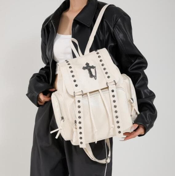 高校生 リュック 合成皮革十字架デザイン大容量リュック