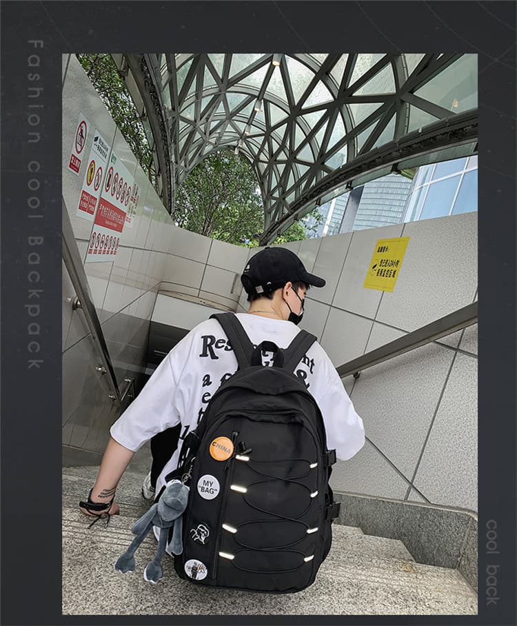 高校生 リュック カジュアル紐デザイン学生用バックパック