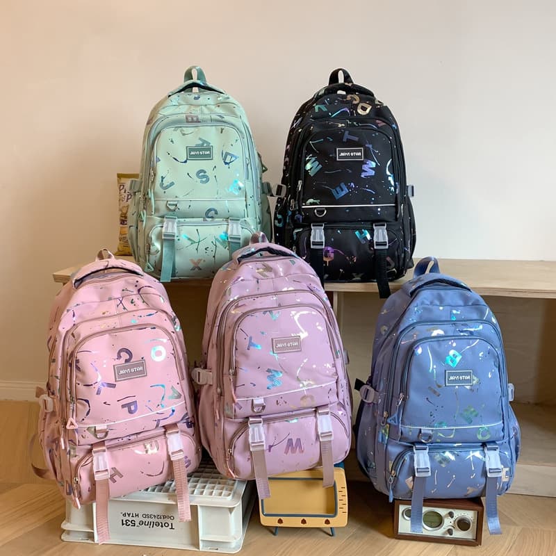 高校生 リュック アルファベット柄 学生リュック
