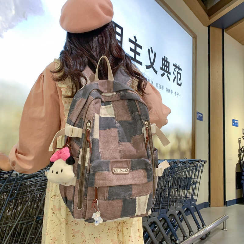 高校生 リュック パッチワーク風学生リュック