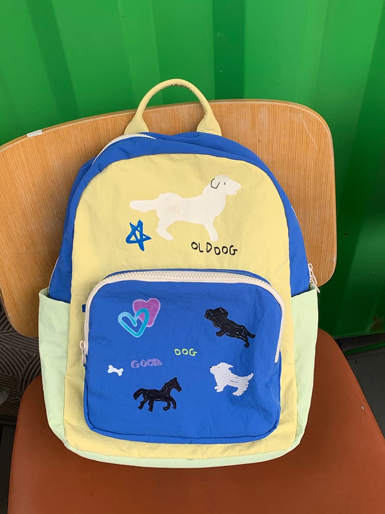 高校生 リュック わんちゃんアート 学生リュック