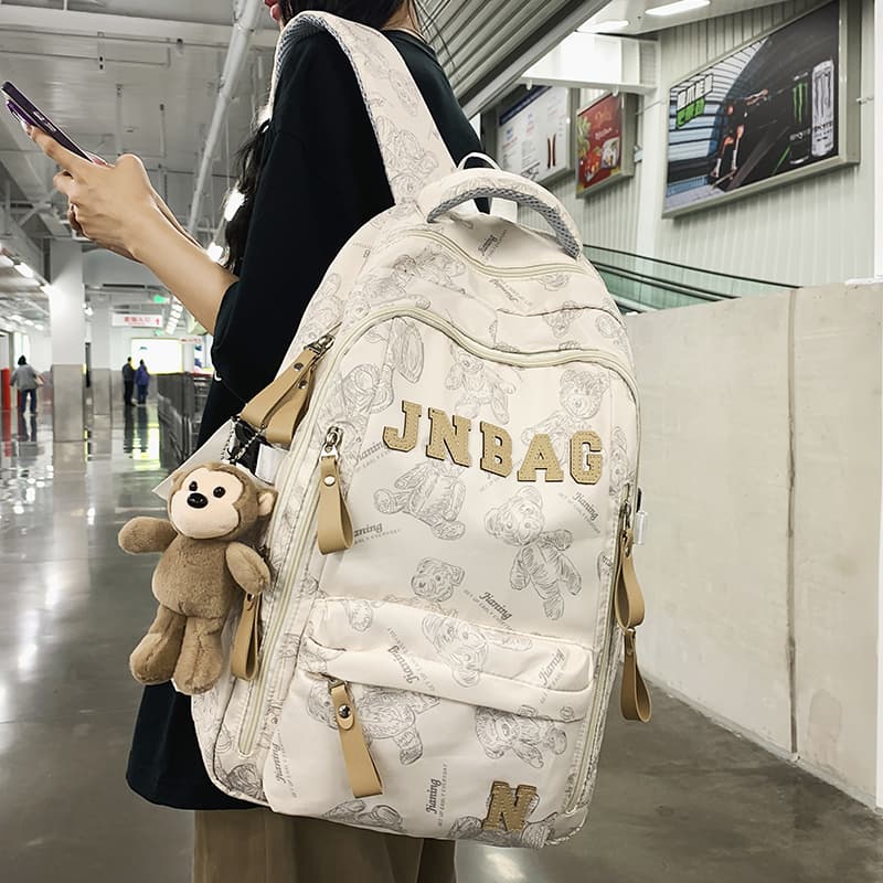 高校生 リュック くまちゃんぬいぐるみ付き学生リュック