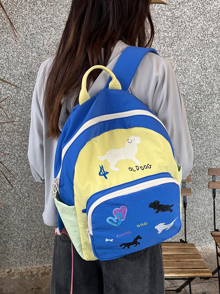 高校生 リュック わんちゃんアート 学生リュック