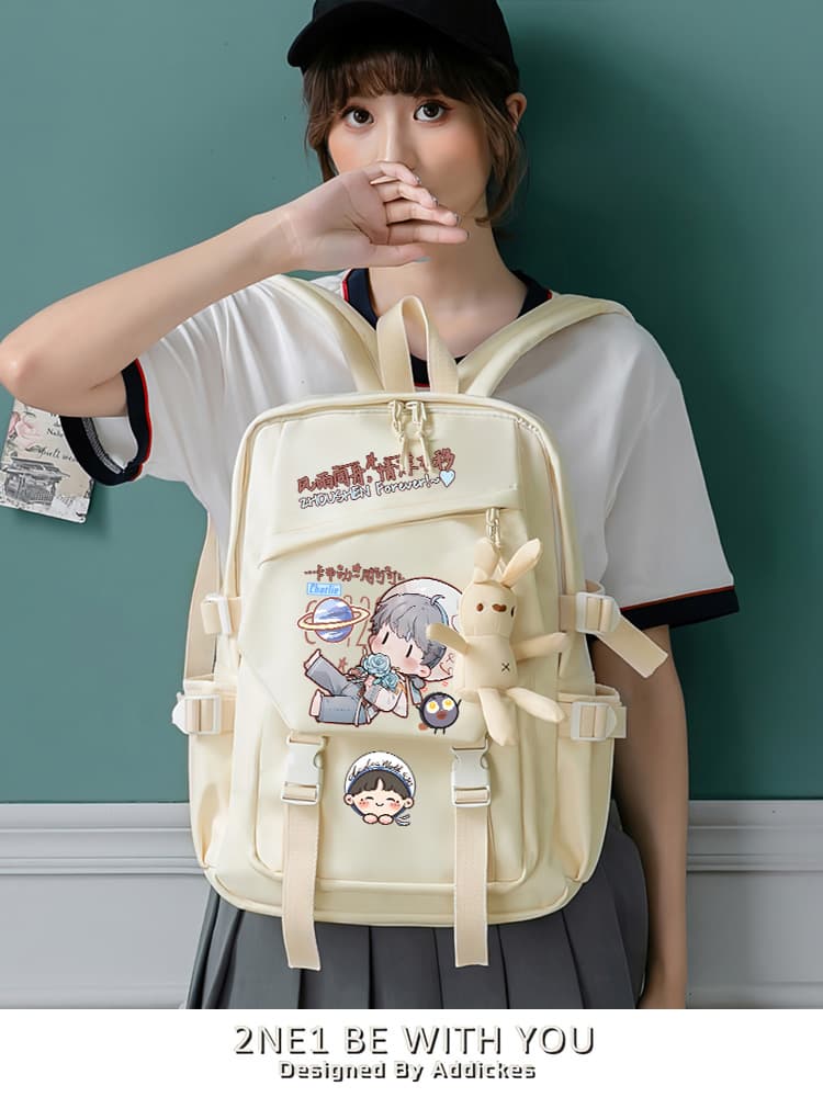 高校生 リュック 少女アニメキャラクター うさぎ付き学生リュック
