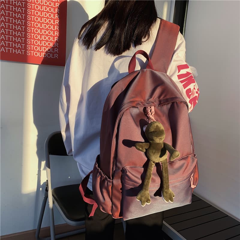 高校生 リュック ぬいぐるみチャーム付き学生バックパック