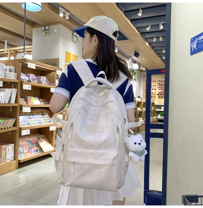 高校生 リュック くまさん模様の学生リュック