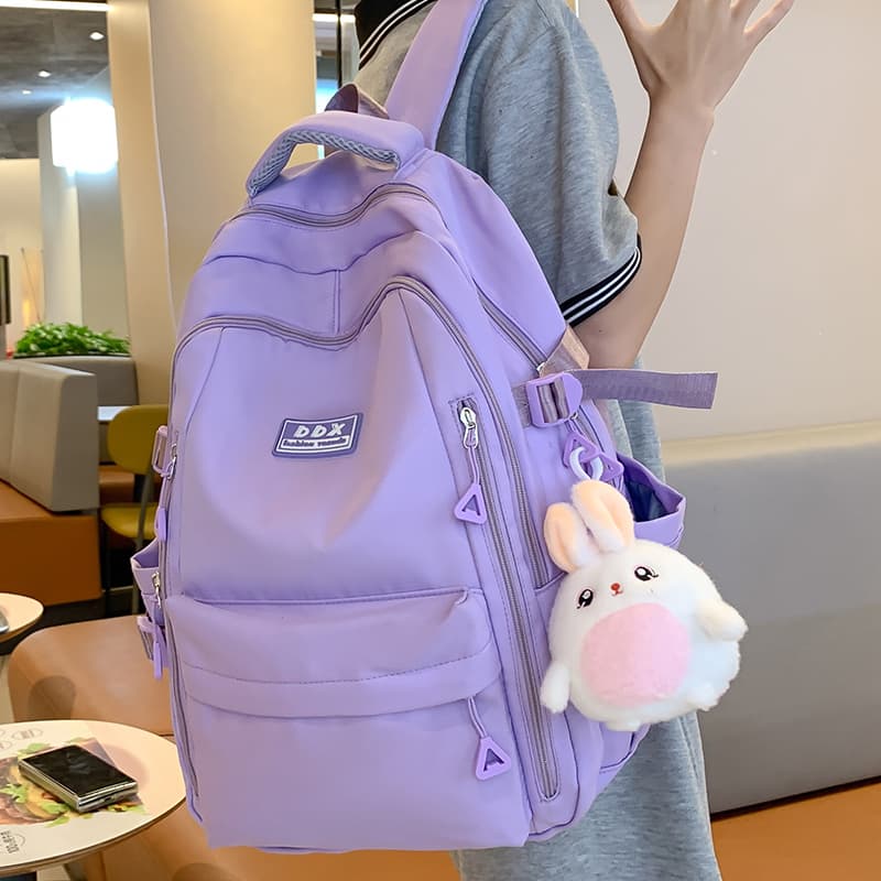 高校生 リュック 女子高生向けふわふわうさぎ付きデイパック