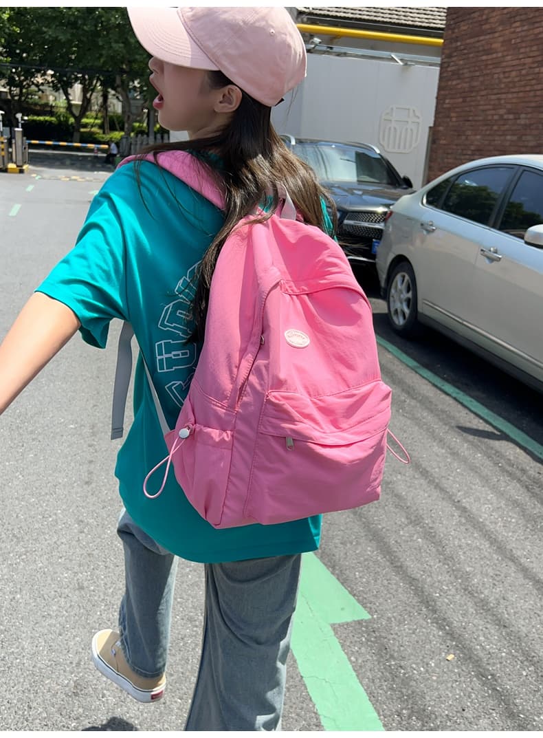 高校生リュック ピンク 軽量カジュアル学生リュック