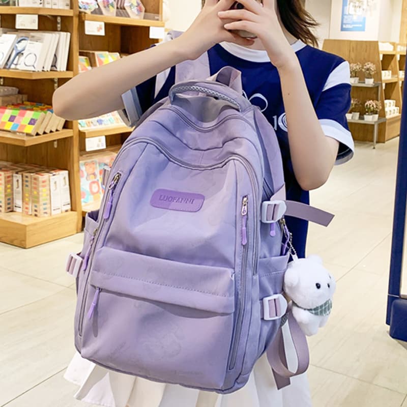 高校生 リュック くまさん模様の学生リュック