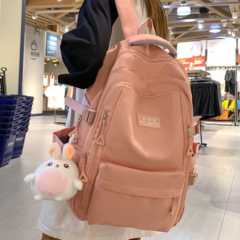 高校生 リュック 女子高生向けふわふわうさぎ付きデイパック
