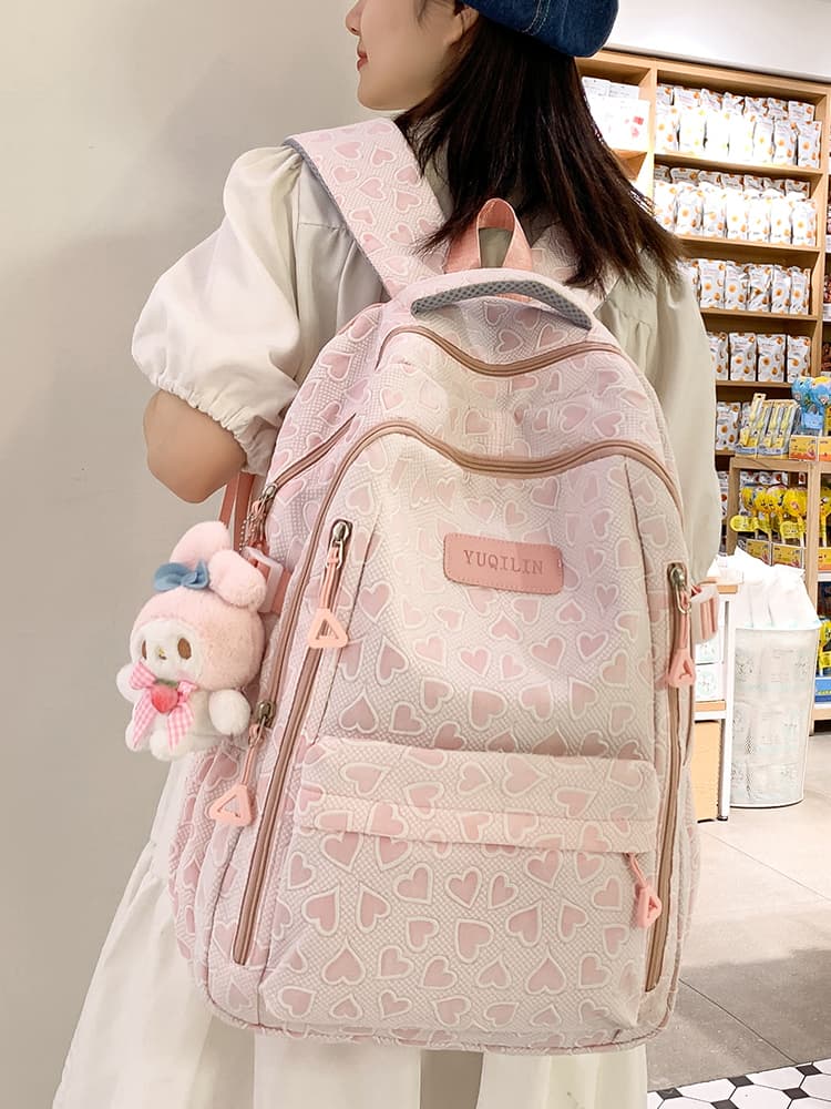 高校生 リュック ハート柄 きらきら通学リュック
