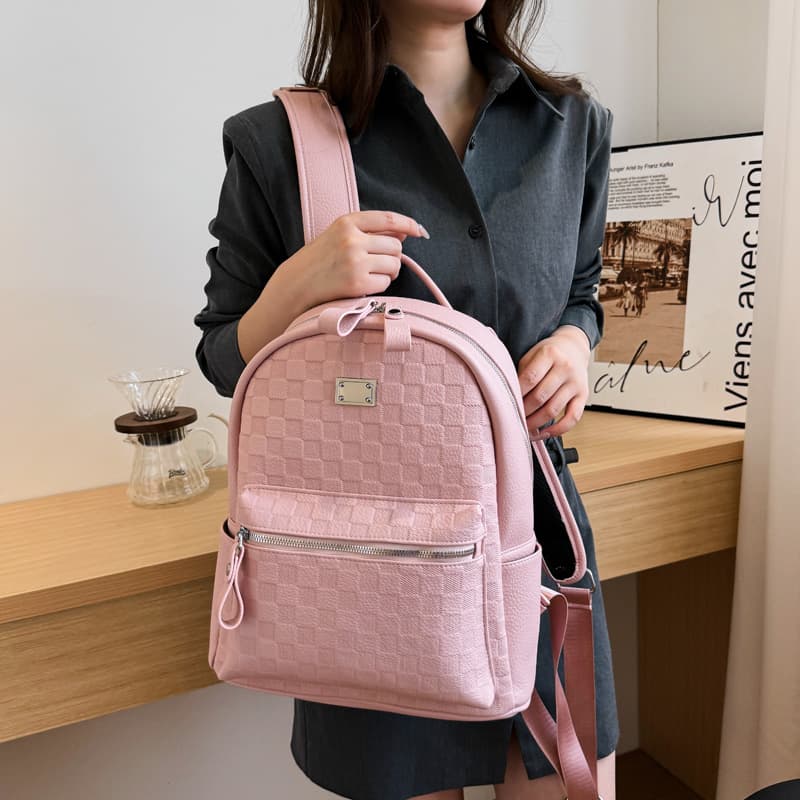 高校生 リュック 上品キルティング模様シンプル学生鞄