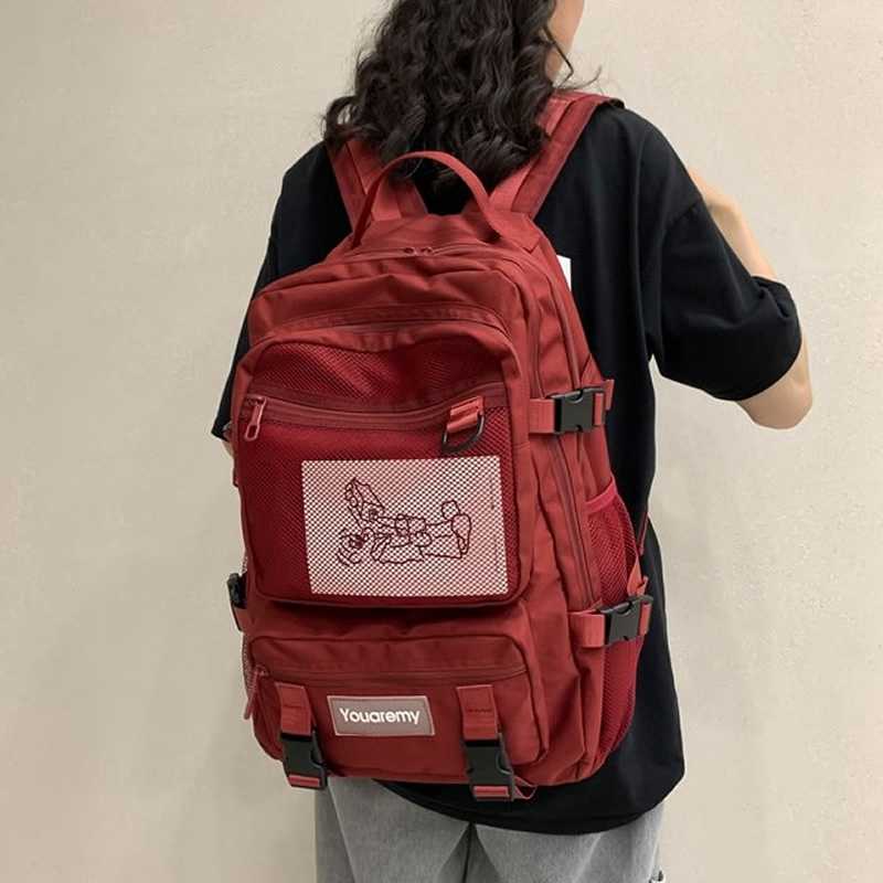 高校生 リュック メッシュポケット付き多機能通学リュック