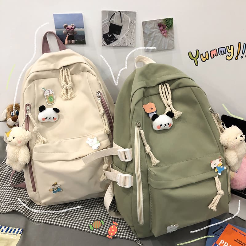 高校生 リュック ぬいぐるみチャーム付き学生リュック