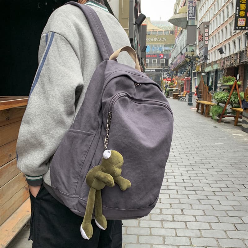 高校生 リュック ぬいぐるみ付き カジュアル キャンバスリュック