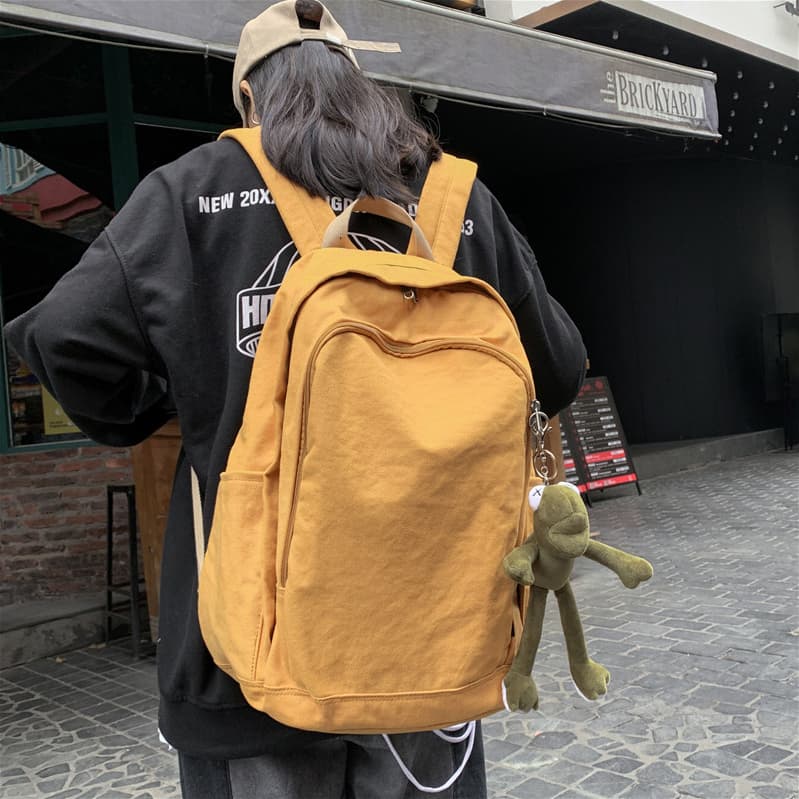 高校生 リュック ぬいぐるみ付き カジュアル キャンバスリュック